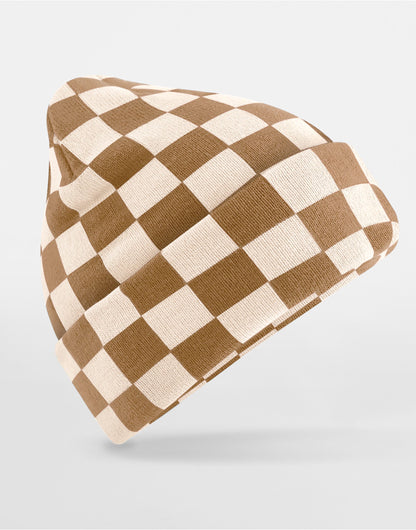Beechfield Checkerboard Beanie | Unisex | Double Knit | Cuffed | 5 Colours | One Size