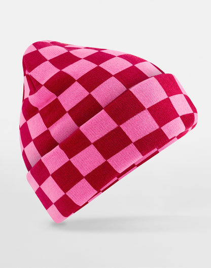 Beechfield Checkerboard Beanie | Unisex | Double Knit | Cuffed | 5 Colours | One Size