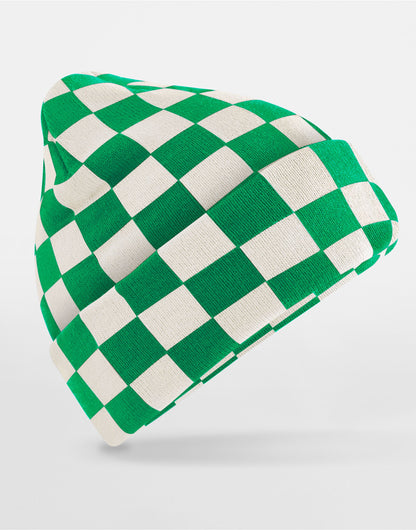 Beechfield Checkerboard Beanie | Unisex | Double Knit | Cuffed | 5 Colours | One Size