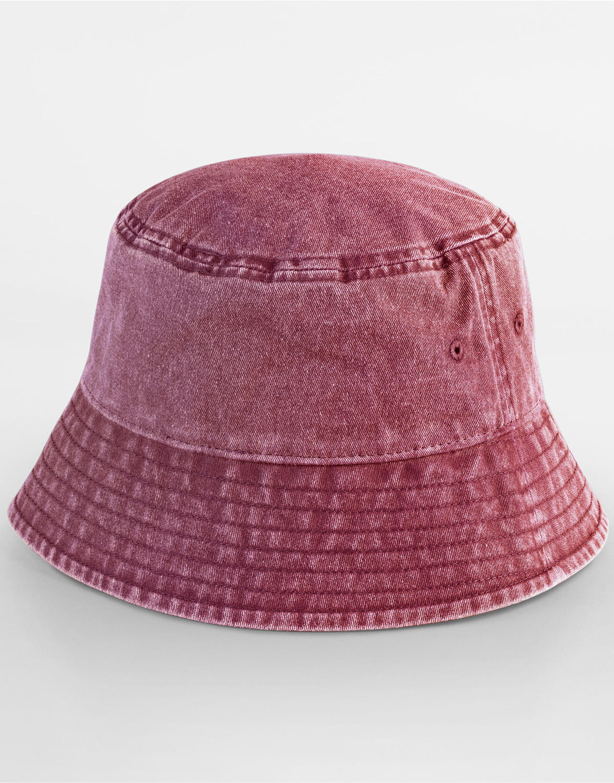 Beechfield Vintage Bucket Hat in Vintage Red, three-quarter view, grey background