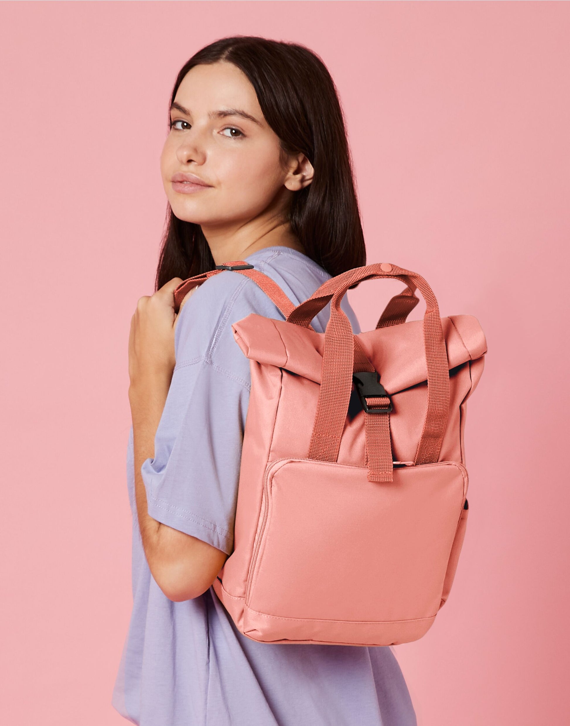 BagBase | Recycled Mini Roll Top Backpack | Logo Free Clothing