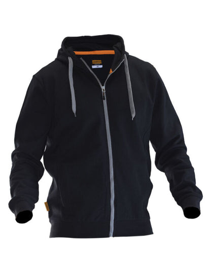 Jobman Mens Full-Zip Hoodie | Zip-Up Hooded Top | Cotton Blend | Black or Navy | S-2XL