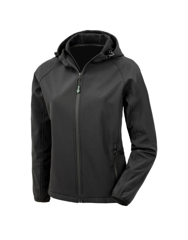 Result Recycled Ladies 3-Layer Hooded Softshell Jacket | Waterproof | Black | XS-2XL - Summer Jacket - Logo Free Clothing