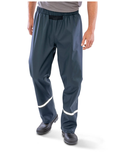 Model wearing the Result Prism Waterproof Trouser in Navy, front view