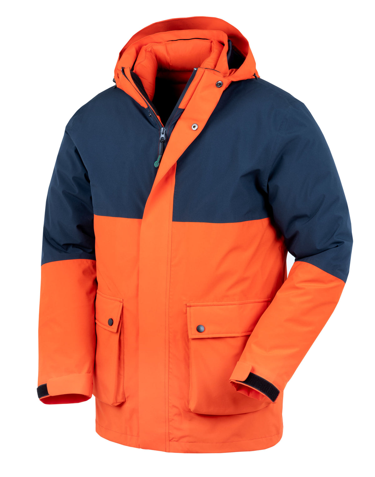 Result Recycled 3-In-1 Padded Jacket in Orange and Navy, front view
