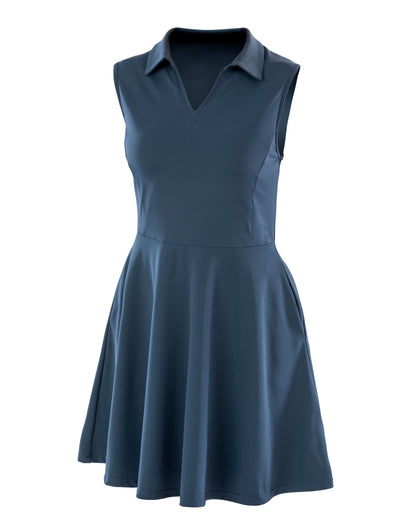 Spiro Recycled Ladies Fitness Dress in Navy, front view