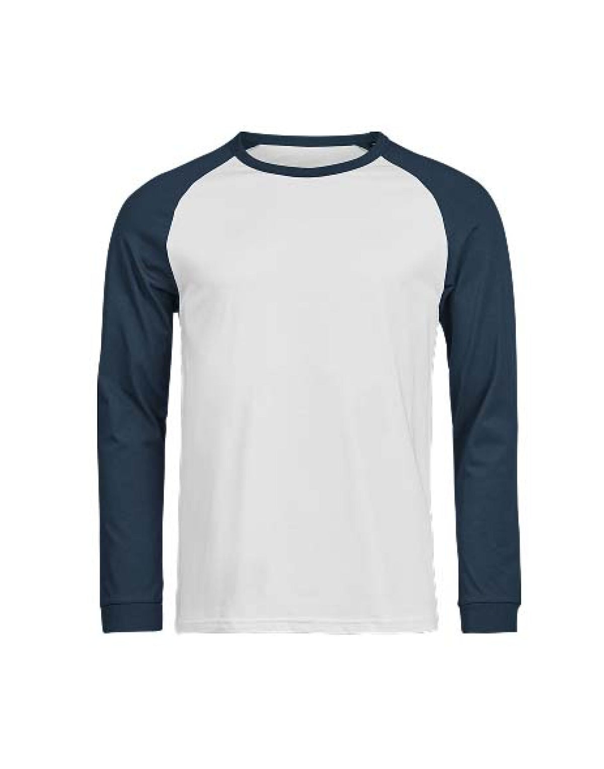 Tee Jays Unlabelled Long Sleeve Baseball T-Shirt in White and Ink