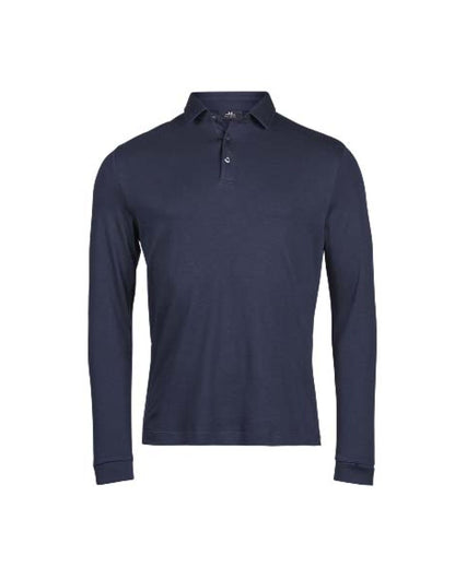 Tee Jays Men’s Pima Cotton Long Sleeve Polo Shirt in Navy