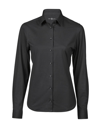 Tee Jays Ladies Active Stretch Shirt in Black, front view