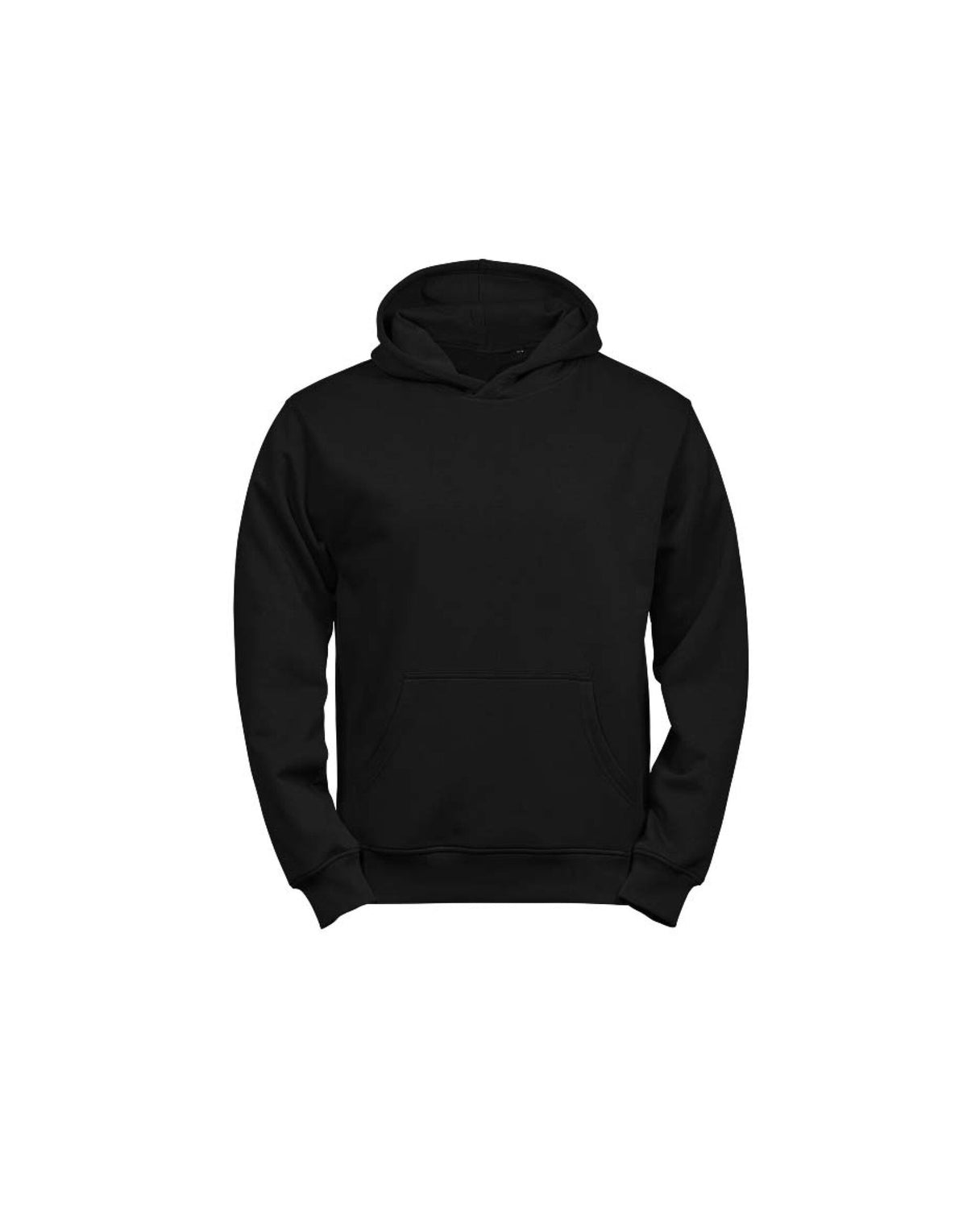 Tee Jays Junior Unlabelled Hooded Sweatshirt in Black, front view
