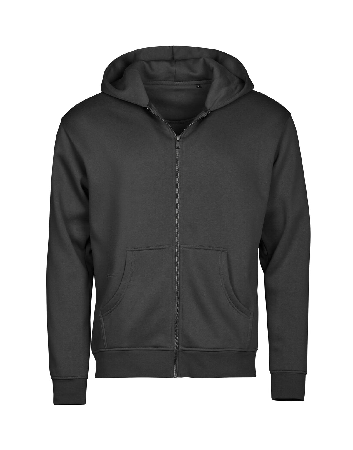 Tee Jays Unlabelled Hooded Full Zip Sweatshirt Hoodie in Black, front view