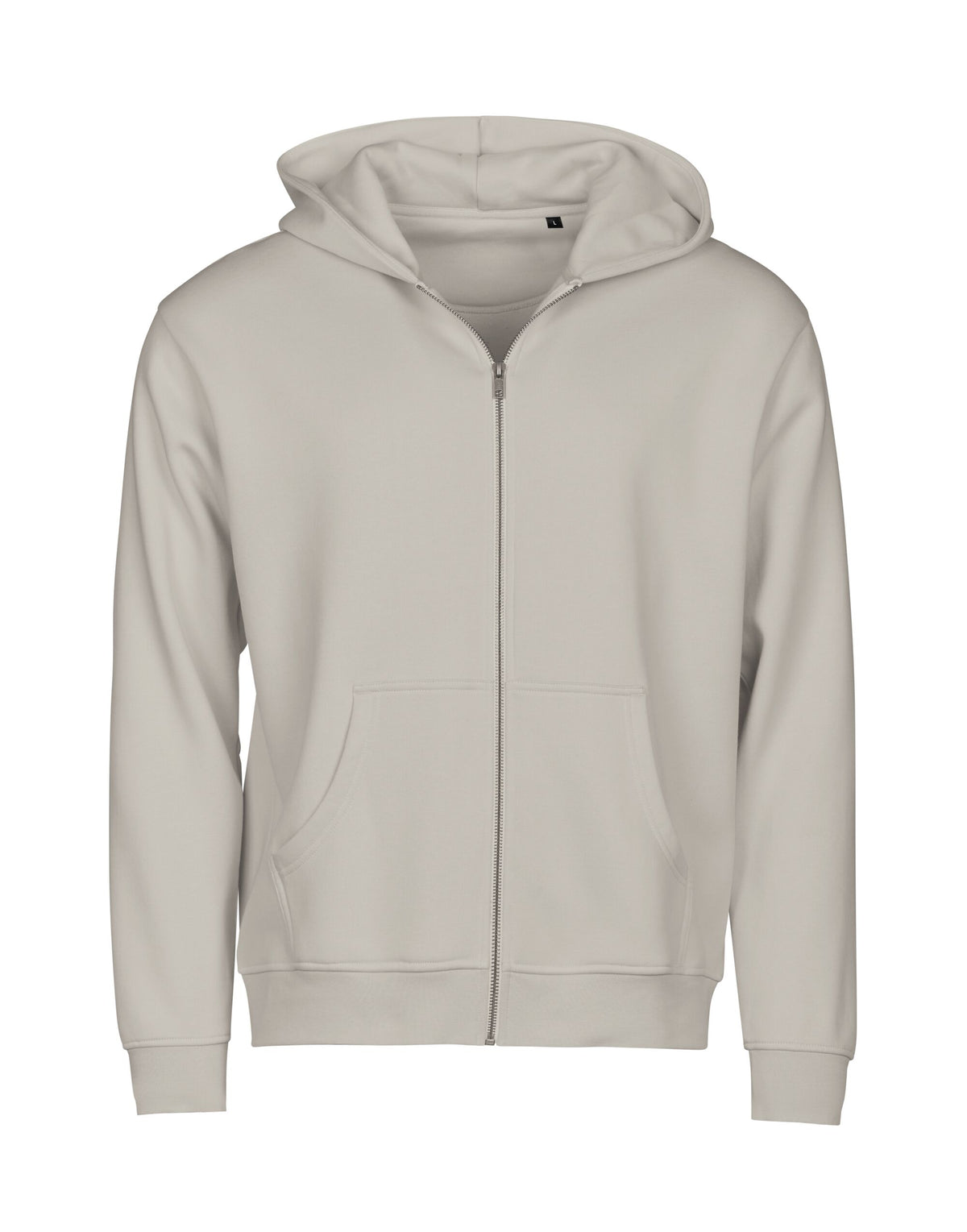 Tee Jays Unlabelled Hooded Full Zip Sweatshirt Hoodie in Cement, front view