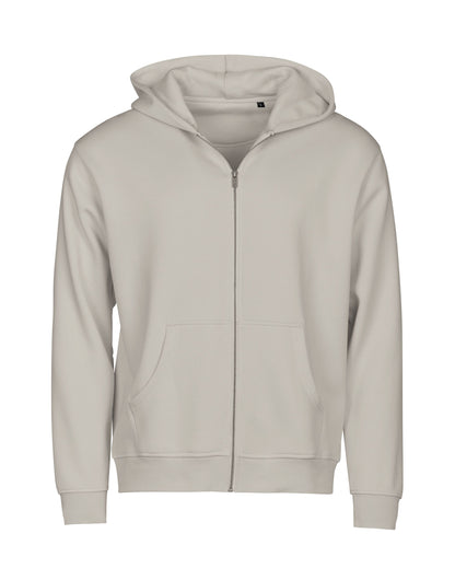 Tee Jays Unlabelled Hooded Full Zip Sweatshirt Hoodie in Cement, front view