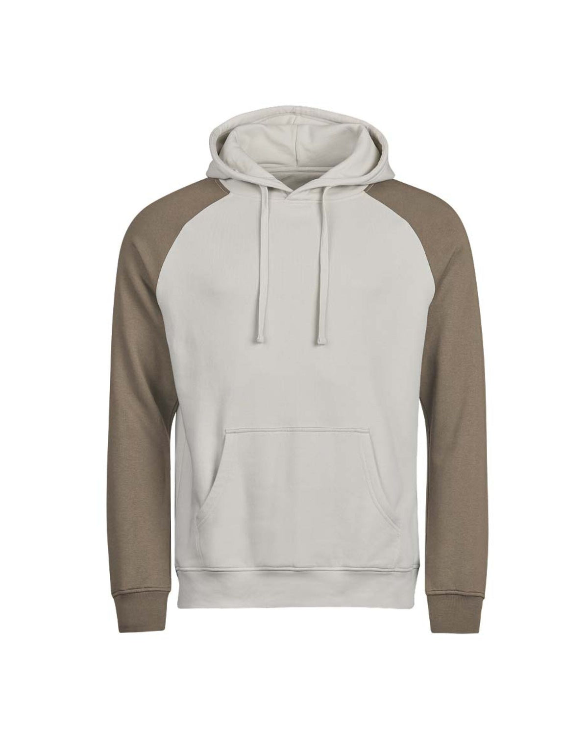 Tee Jays Unlabelled Two-Tone Sweatshirt Hoodie in Cement and Clay, front view