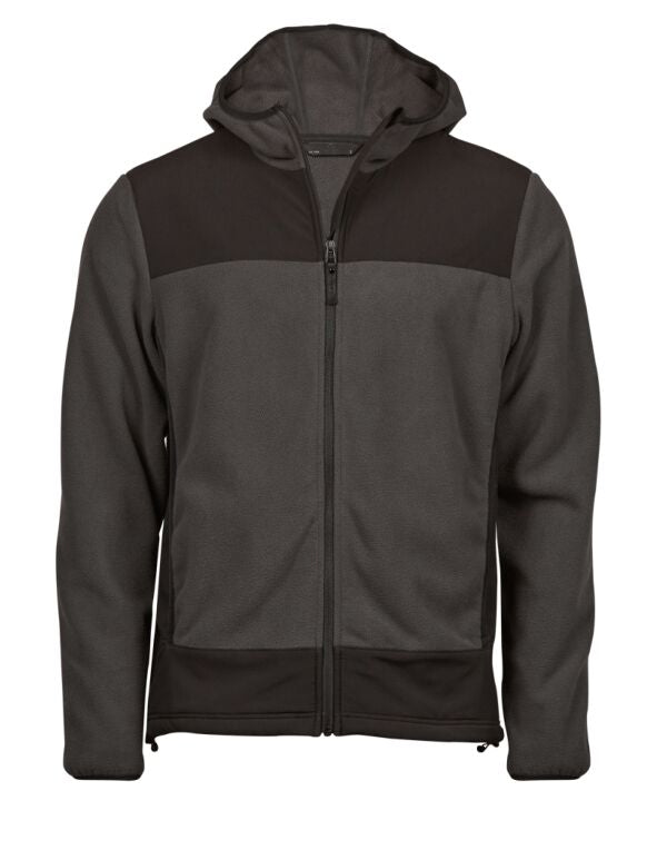 Tee Jays Mens Mountain Hooded Fleece | Heavyweight | Reinforced | Grey & Black | XS-3XL - Fleece - Logo Free Clothing