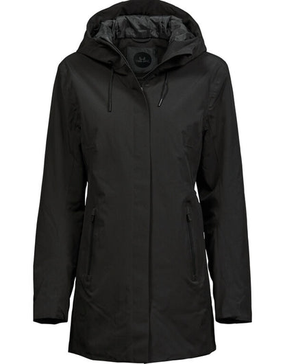 Tee Jays All Weather Ladies Hooded Parka Jacket | Waterproof | Insulated | Black | S-3XL - Winter Jacket - Logo Free Clothing