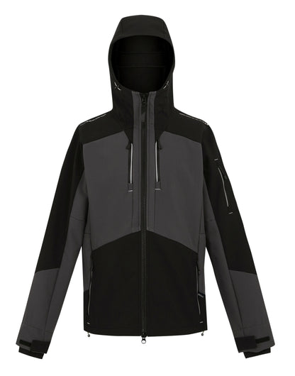 Regatta 4TEX Men's Stretch 3-Layer Softshell Jacket in Slate Grey and Black, front view