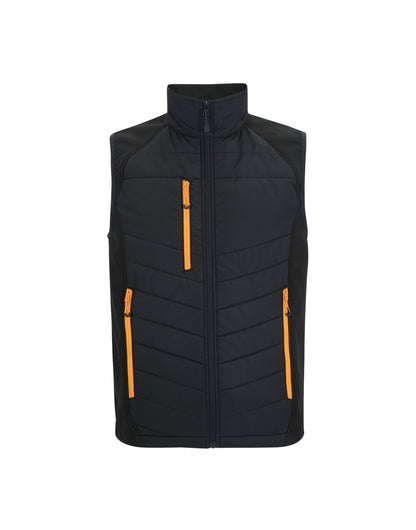 Regatta Pro Men’s Universal Bodywarmer in Black Orange Pop, front view