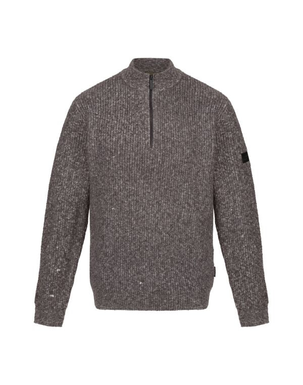Regatta Solomon Mens Half Zip Knitted Pullover | Heavyweight Jumper | Grey or Navy | S-3XL - Sweatshirt - Logo Free Clothing