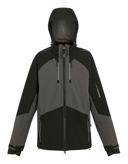 Regatta 4TEX Men's Stretch Waterproof Shell Jacket in Slate Grey and Black, front view