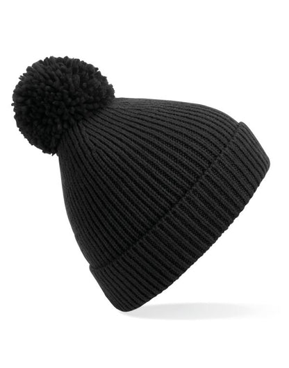 Beechfield Knit Ribbed Pom Pom Beanie | Unisex | Cuffed | 5 Colours | One Size