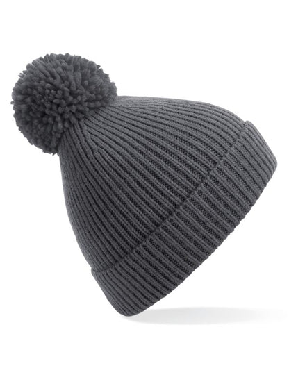 Beechfield Knit Ribbed Pom Pom Beanie | Unisex | Cuffed | 5 Colours | One Size