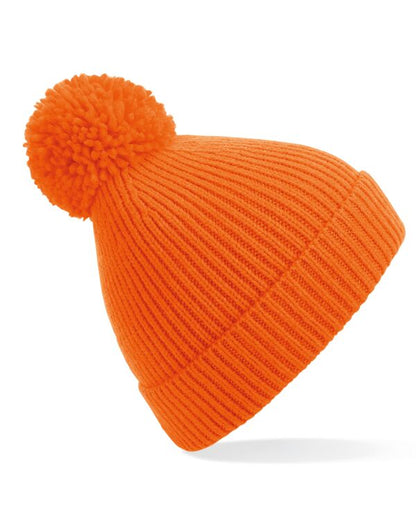 Beechfield Knit Ribbed Pom Pom Beanie | Unisex | Cuffed | 5 Colours | One Size