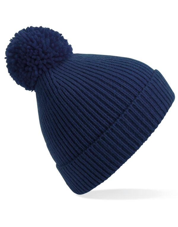 Beechfield Knit Ribbed Pom Pom Beanie | Unisex | Cuffed | 5 Colours | One Size