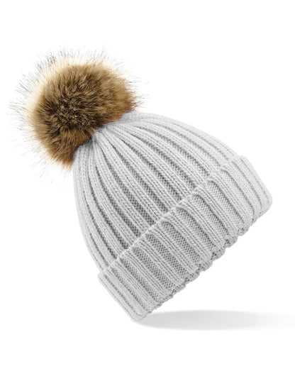 Beechfield Faux Fur Pop Pom Chunky Beanie | Unisex | Removable Pom-Pom | 9 Colours | One Size