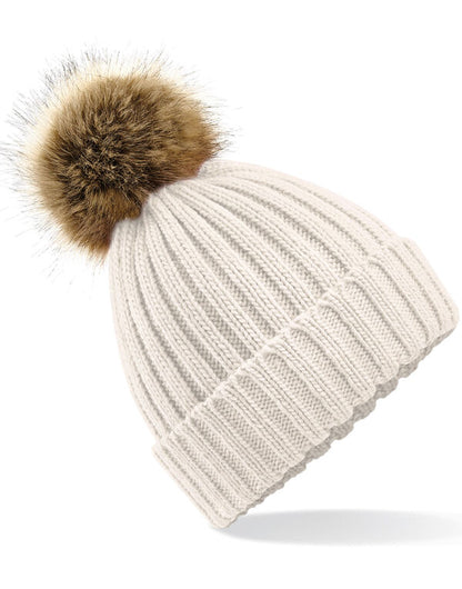 Beechfield Faux Fur Pop Pom Chunky Beanie | Unisex | Removable Pom-Pom | 9 Colours | One Size