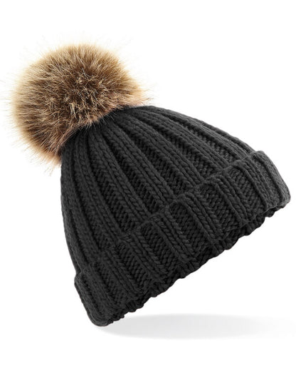 Beechfield Junior Pom Pom Chunky Beanie | Heavy Ribbed | 4 Colours | Kids Unisex Size