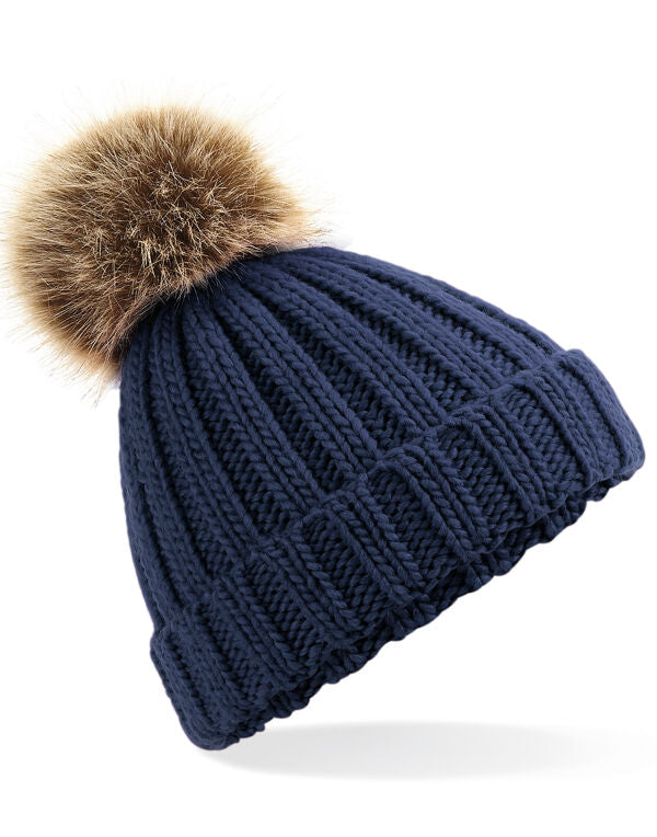 Beechfield Junior Pom Pom Chunky Beanie | Heavy Ribbed | 4 Colours | Kids Unisex Size