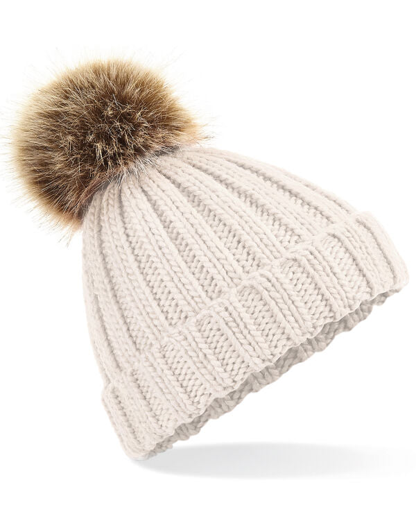 Beechfield Junior Pom Pom Chunky Beanie | Heavy Ribbed | 4 Colours | Kids Unisex Size