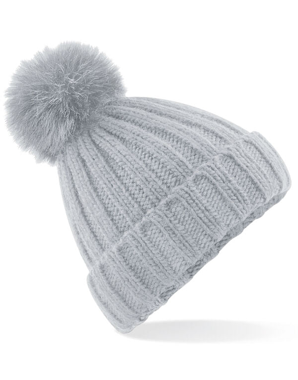 Beechfield Verbier Faux Fur Pop Pom Beanie | Unisex | Removable Pom-Pom | 4 Colours | One Size