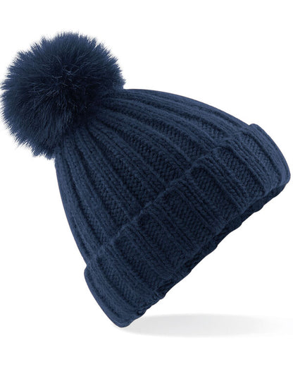 Beechfield Verbier Faux Fur Pop Pom Beanie | Unisex | Removable Pom-Pom | 4 Colours | One Size