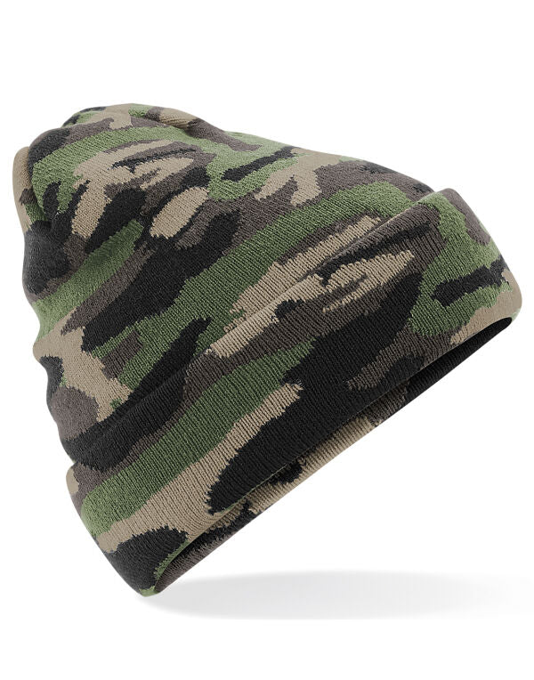 Beechfield Camo Cuffed Beanie | Unisex | Cuffed | Double Layer Knit | 2 Colours | One Size