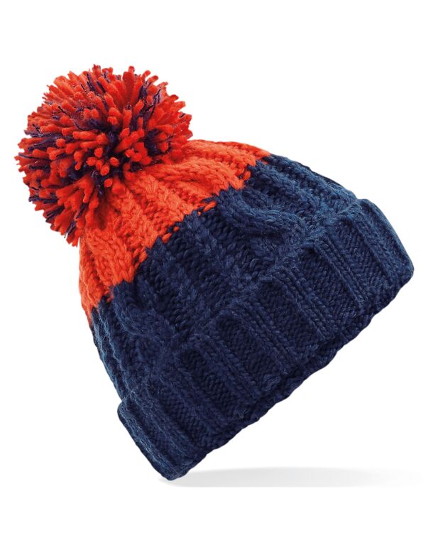 Beechfield Apres Beanie | Unisex | Heavyweight Cable Knit | Pom-Pom | 6 Colours | One Size