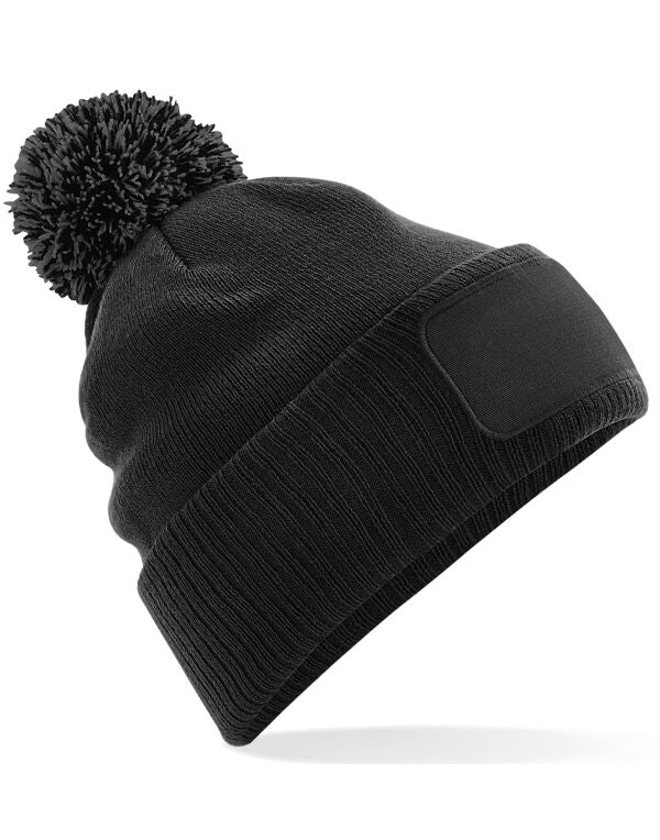 Beechfield Snowstar® Patch Beanie | Unisex | Pom-Pom | Soft Touch | 8 Colours | One Size