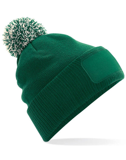 Beechfield Snowstar® Patch Beanie | Unisex | Pom-Pom | Soft Touch | 8 Colours | One Size