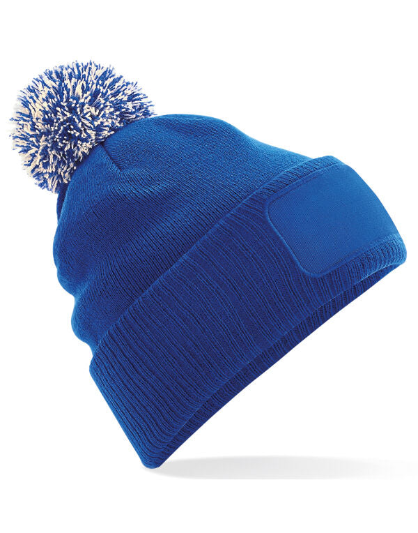 Beechfield Snowstar® Patch Beanie | Unisex | Pom-Pom | Soft Touch | 8 Colours | One Size