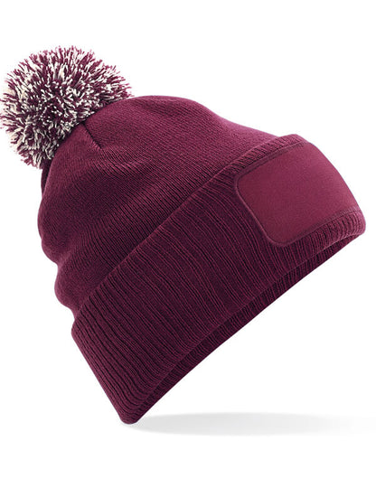 Beechfield Snowstar® Patch Beanie | Unisex | Pom-Pom | Soft Touch | 8 Colours | One Size