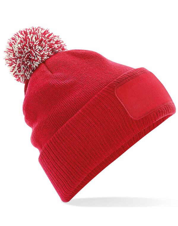 Beechfield Snowstar® Patch Beanie | Unisex | Pom-Pom | Soft Touch | 8 Colours | One Size