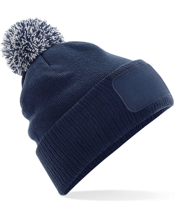 Beechfield Snowstar® Patch Beanie | Unisex | Pom-Pom | Soft Touch | 8 Colours | One Size