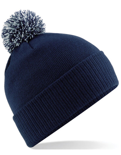 Beechfield Junior Snowstar® Beanie | Pom-Pom | Ribbed Cuff | Navy or Red | Kids Unisex Size