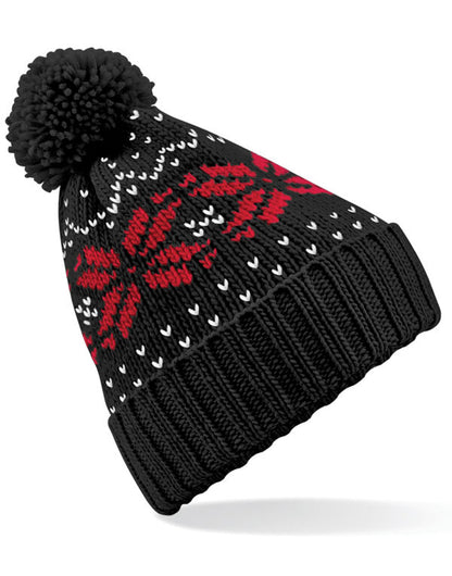 Beechfield Fair Isle Snowstar® Beanie | Unisex | Pom-Pom | Cuffed | 7 Colours | One Size