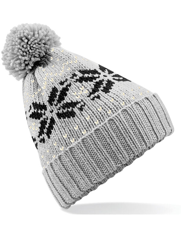 Beechfield Fair Isle Snowstar® Beanie | Unisex | Pom-Pom | Cuffed | 7 Colours | One Size