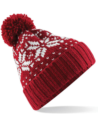 Beechfield Fair Isle Snowstar® Beanie | Unisex | Pom-Pom | Cuffed | 7 Colours | One Size