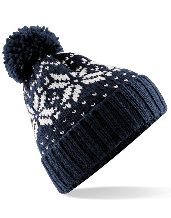 Beechfield Fair Isle Snowstar® Beanie | Unisex | Pom-Pom | Cuffed | 7 Colours | One Size