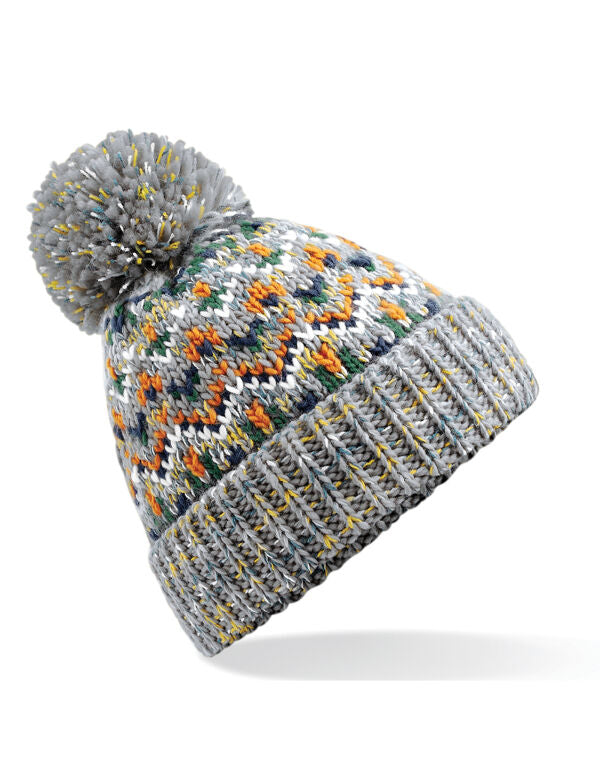 Beechfield Blizzard Bobble Beanie | Unisex | Geometric | Pom-Pom | 3 Colours | One Size