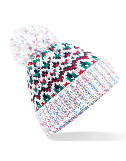 Beechfield Blizzard Bobble Beanie | Unisex | Geometric | Pom-Pom | 3 Colours | One Size